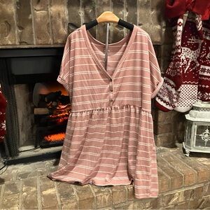 Sonoma Xl Maternity Shirt Striped Salmon & White Color